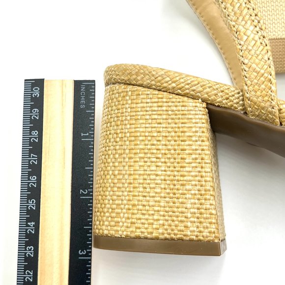 Anne Klein Ressa Beige Natural Raffia Woven Open Toe Block Heels Sandals Shoes - Picture 12 of 13